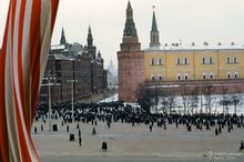Манежная площадь после похорон Сталина
